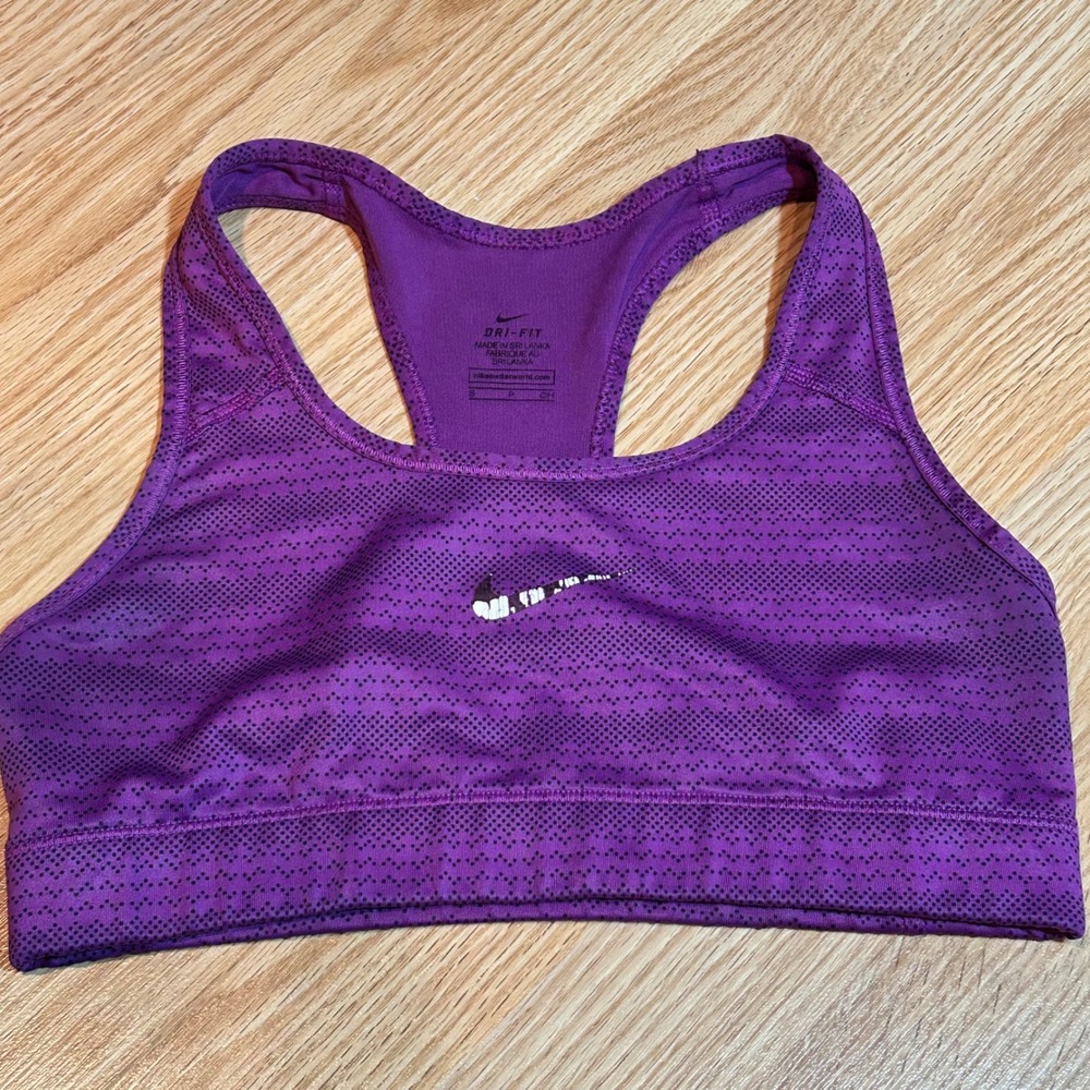 Nike DRI FIT Purple Sports Bra Padded Racerback Athletic‎ Workout Small